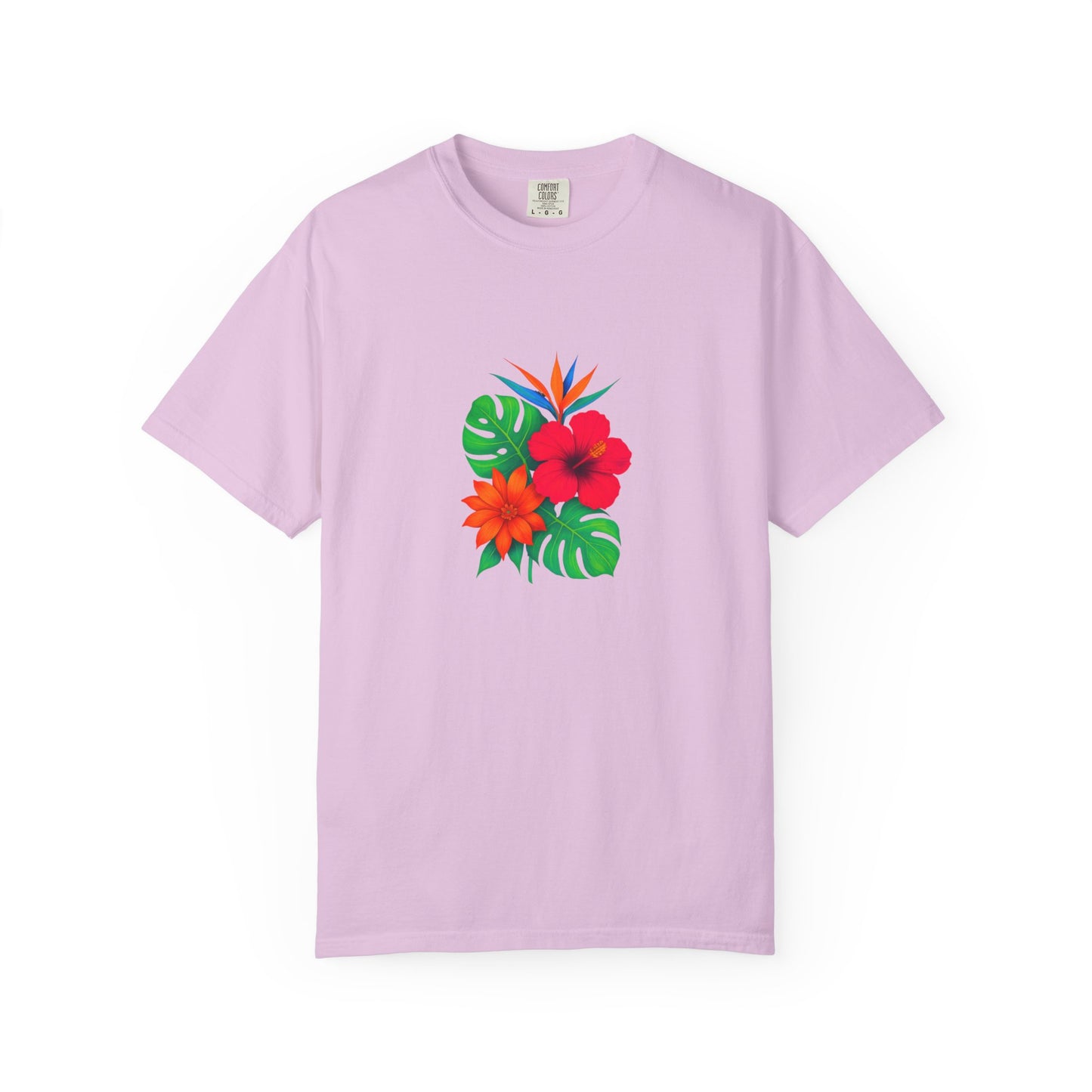 Tropical Hibiscus Floral Tee | Monstera Leaves, Bird of Paradise