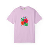 Tropical Hibiscus Floral Tee | Monstera Leaves, Bird of Paradise