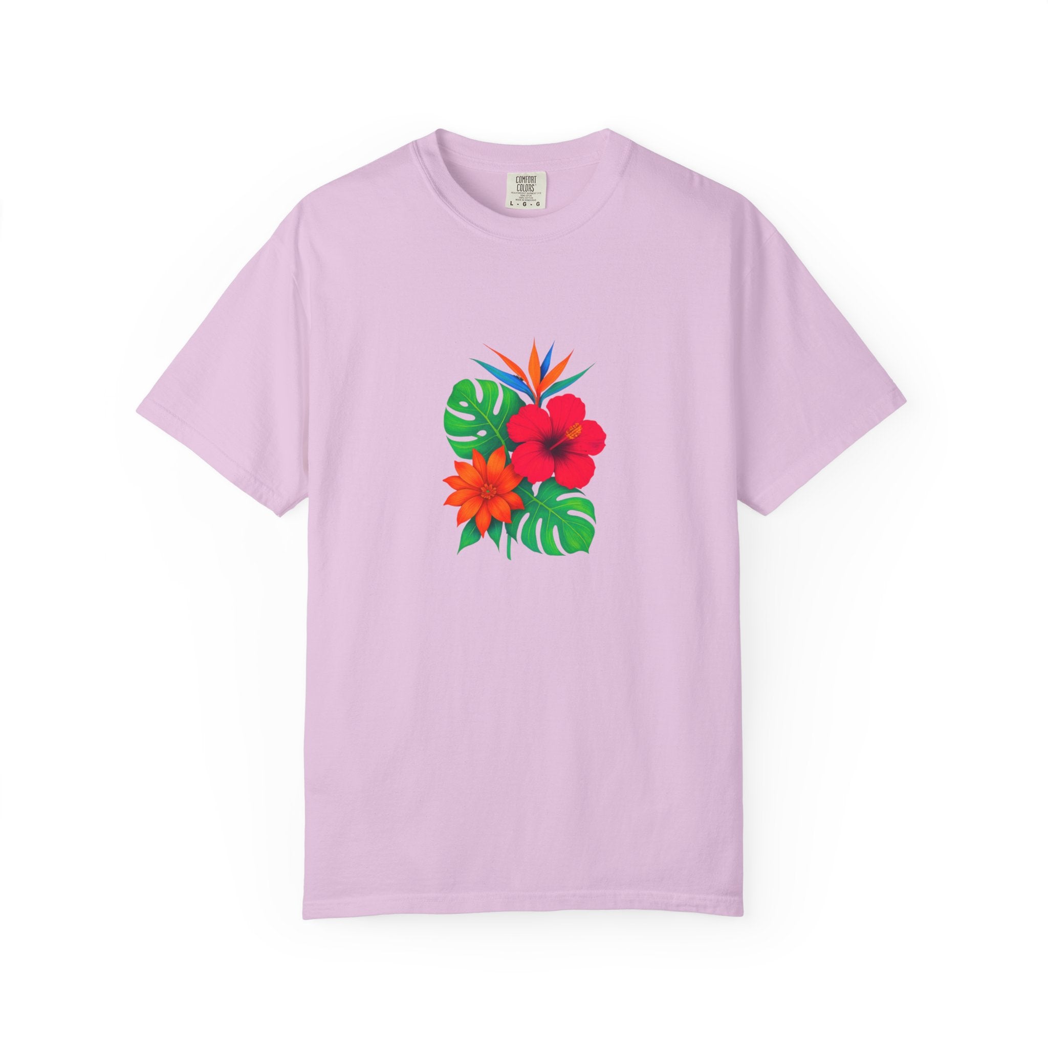 Tropical Hibiscus Floral Tee | Monstera Leaves, Bird of Paradise