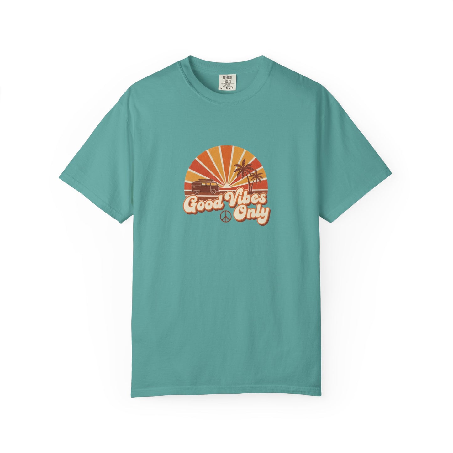 Good Vibes Only T-shirt | Retro Sunset Palm Peace Sign