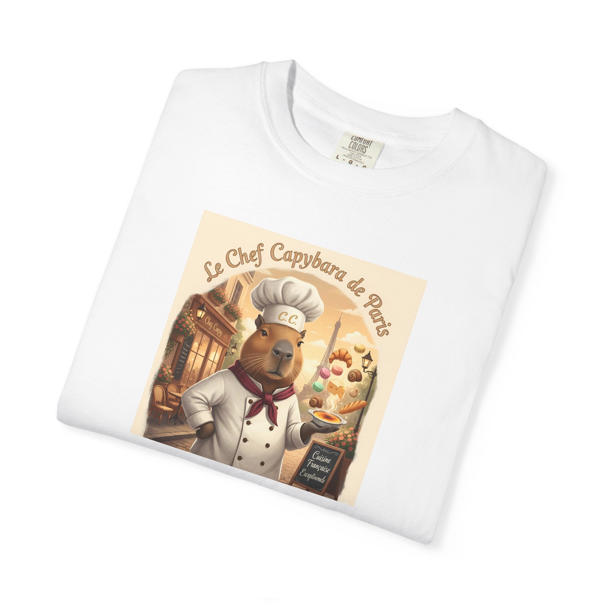 Vintage French Pâtissier Capybara Chef T-shirt | Bakery Illustration