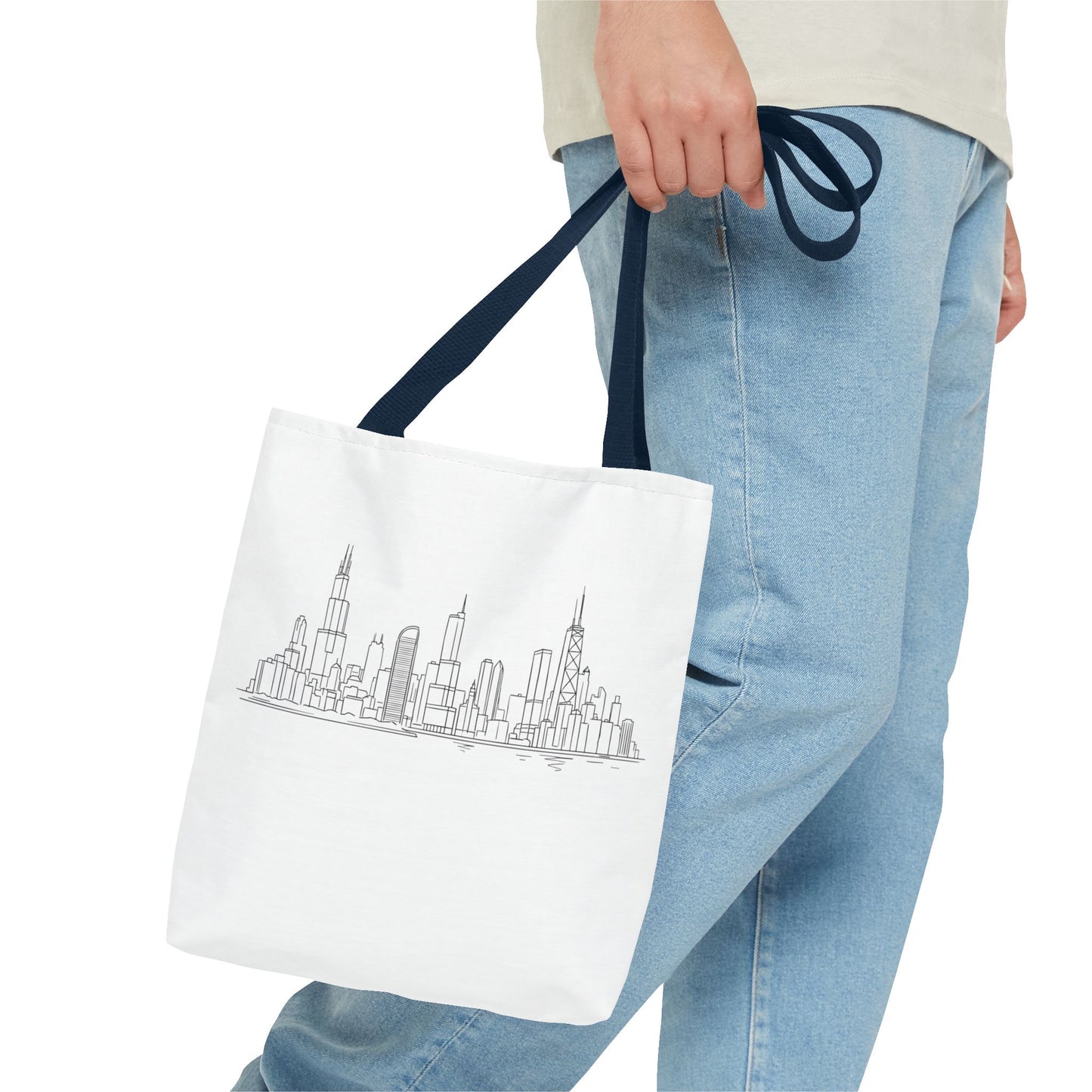 Chicago line art, City Skyline Tote Bag | Urban Skyline Illustration