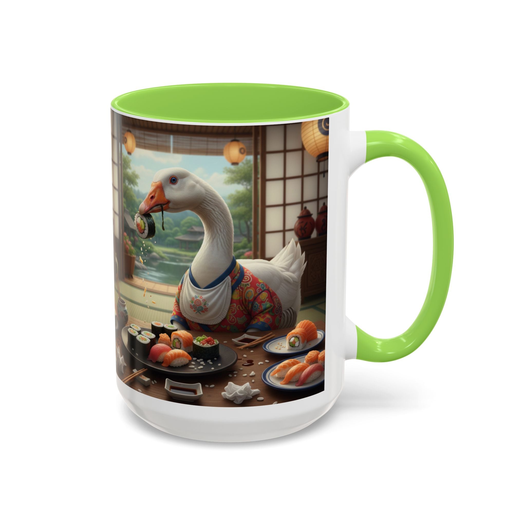 Goose with Sushi Mug | Japanese Tea Room Illustration