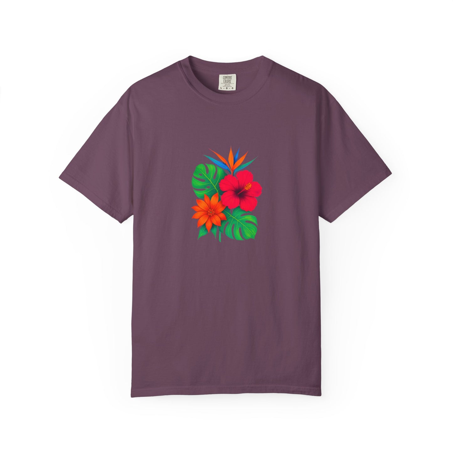 Tropical Hibiscus Floral Tee | Monstera Leaves, Bird of Paradise