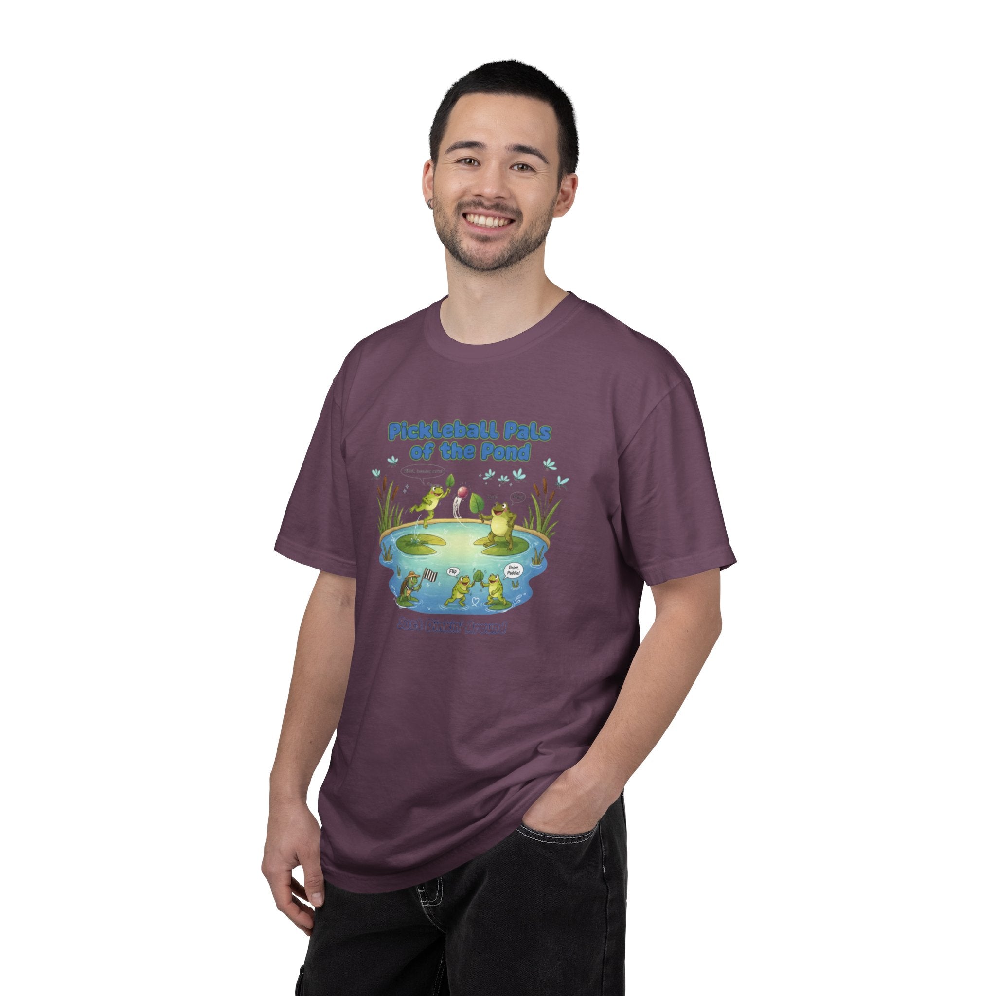 Pickleball Pals of the Pond T-Shirt | Cute Frog Pond Illustration