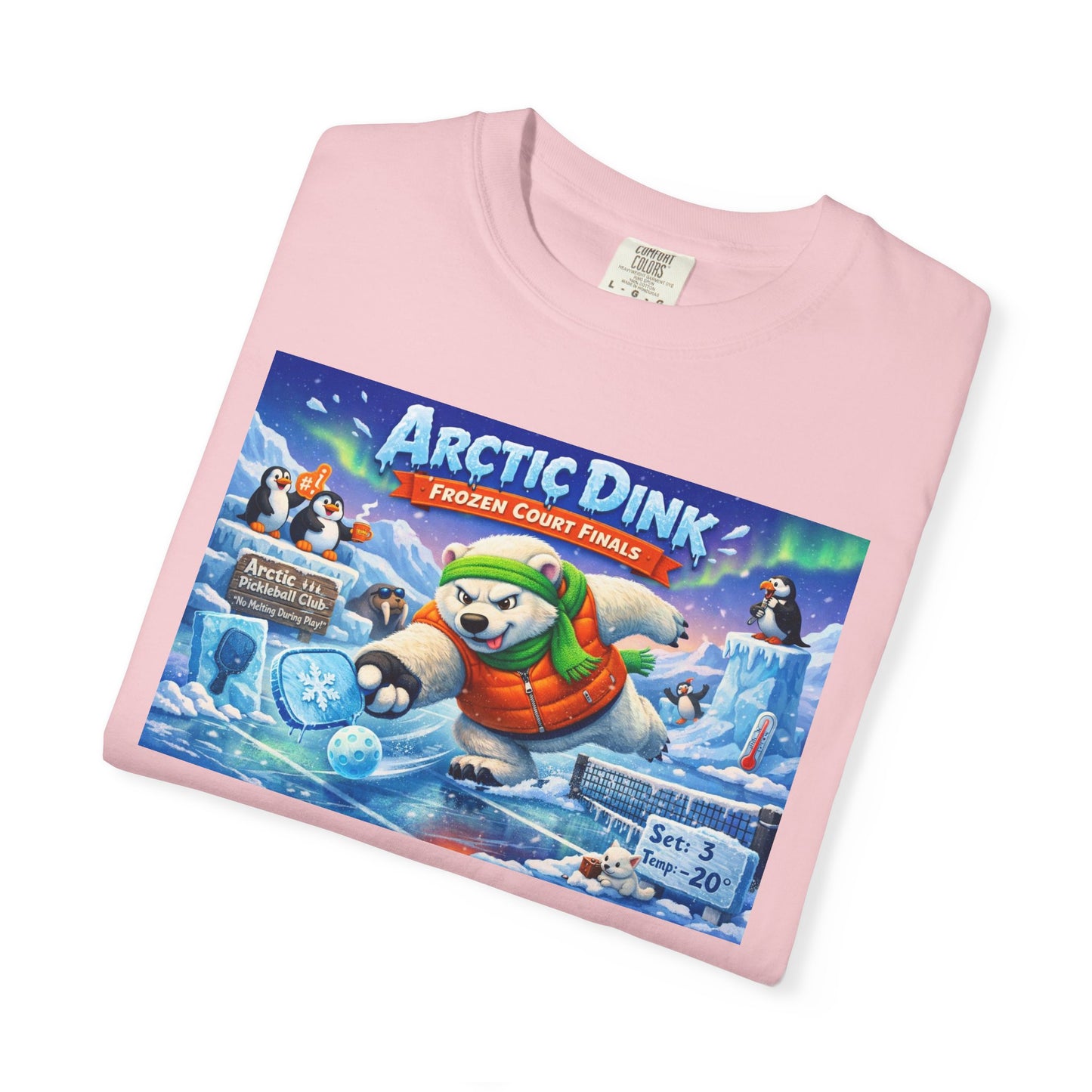 Arctic Dink Polar Bear Pickleball T-Shirt | Retro Game Art