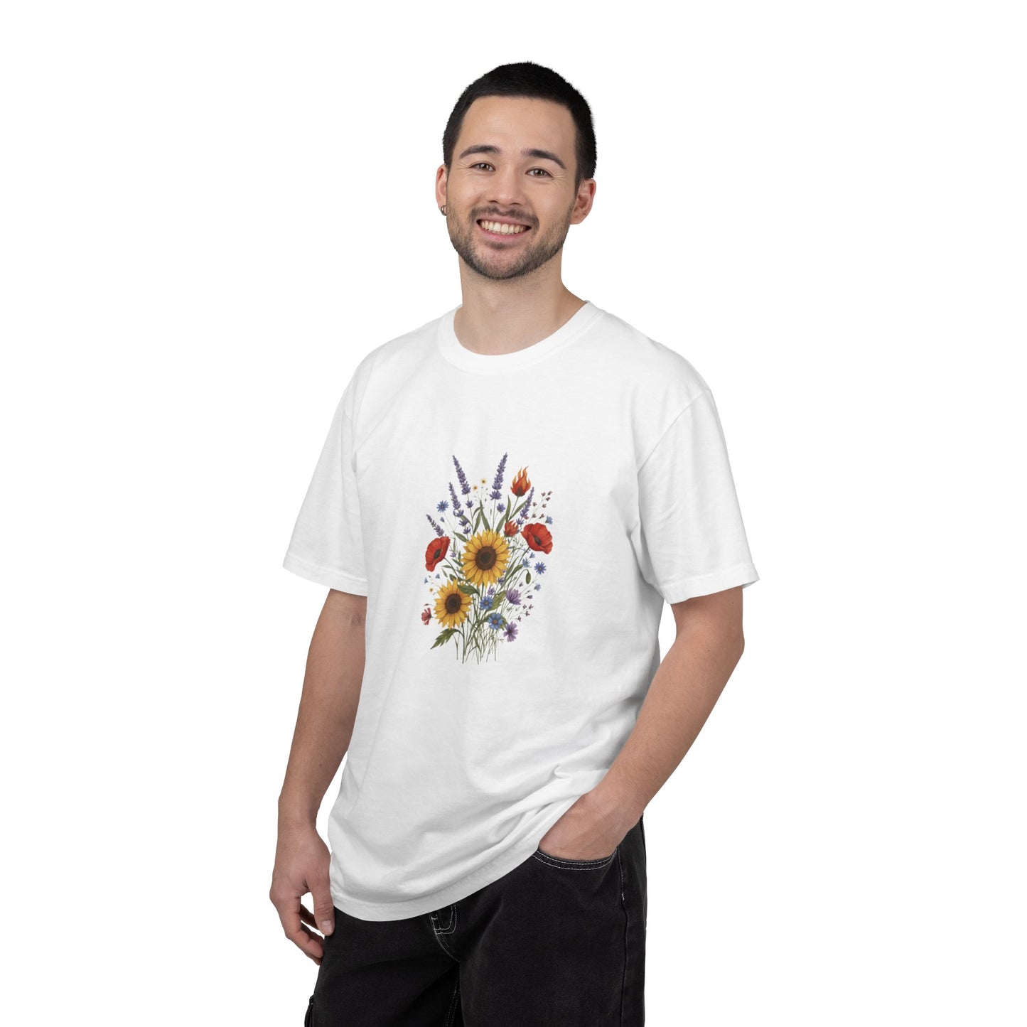 Sunflower and Wildflower Bouquet T-Shirt | Floral Botanical Garden Tee