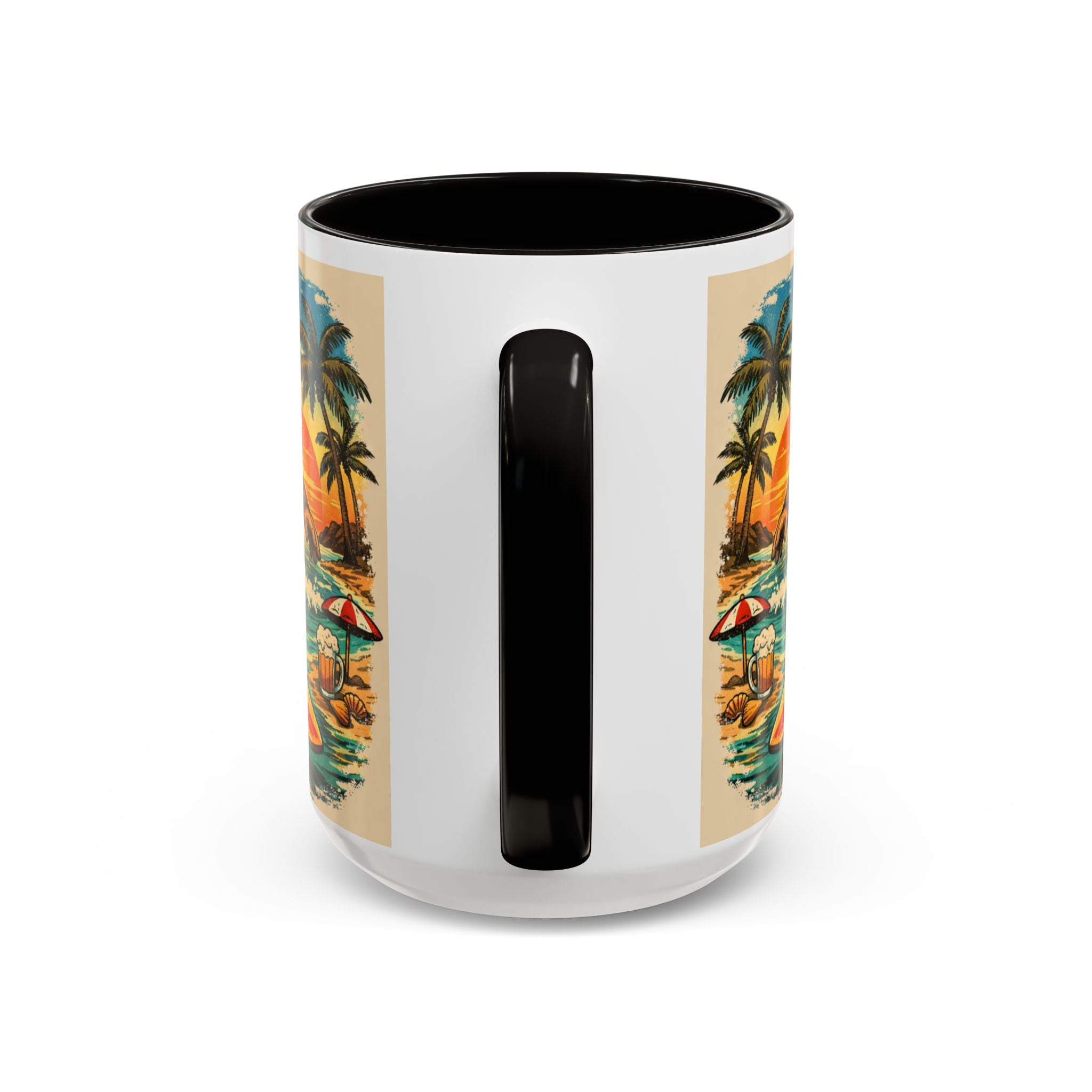Surfing Bigfoot Mug | Retro Beach Sunset Bigfoot Wave Coffee Cup