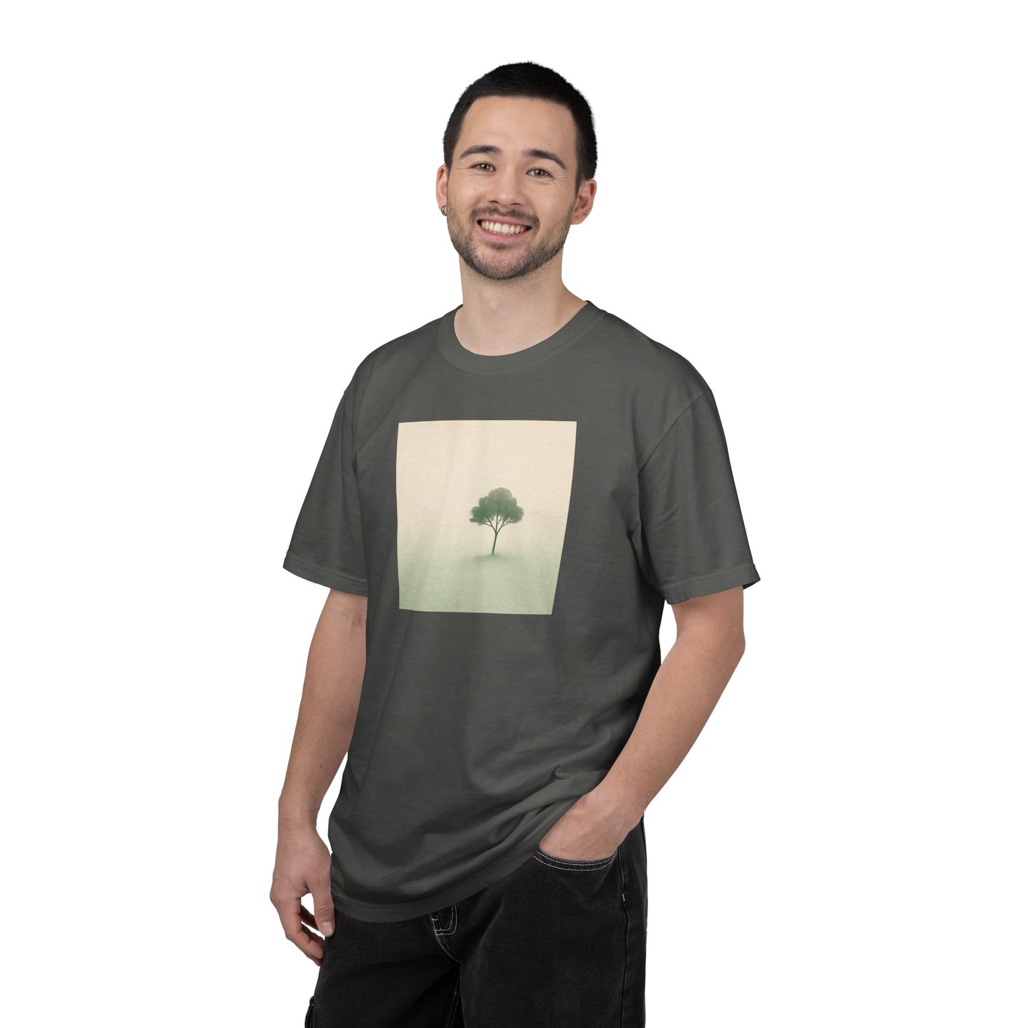Solitary Tree Minimalist Artwork T-Shirt | Nature Square Print