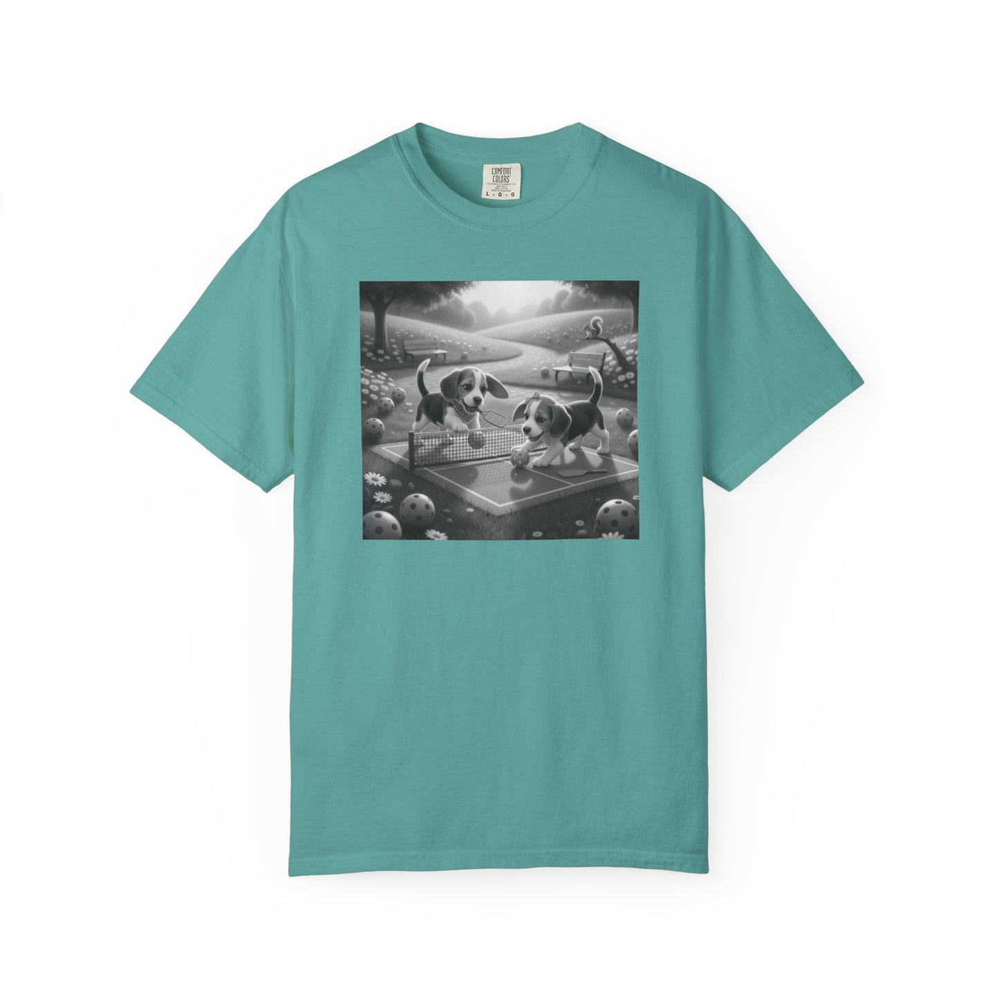 Pickleball Beagle Puppies T-shirt | Monochrome Dog Art