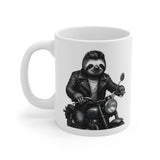 Biker Sloth Mug | Motorcycle Rider Illustration, Funny Animal Coffee Cup