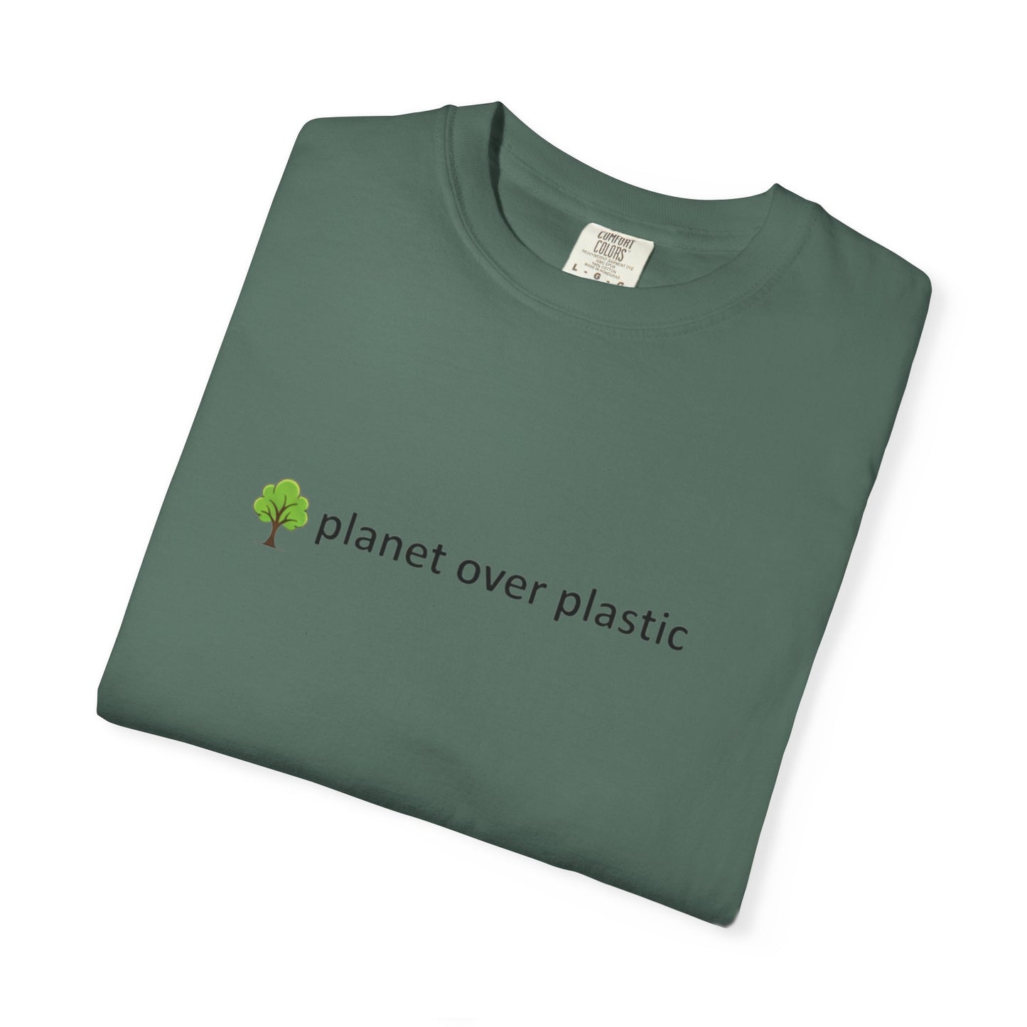 planet over plastic T-shirt | environmental tree slogan tee