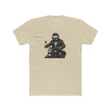 Biker Sloth Riding Motorcycle T-Shirt | Retro Monochrome Illustration