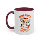 Morning Coffee Mug | Retro Cartoon Coffee Cup, Colorful Ceramic