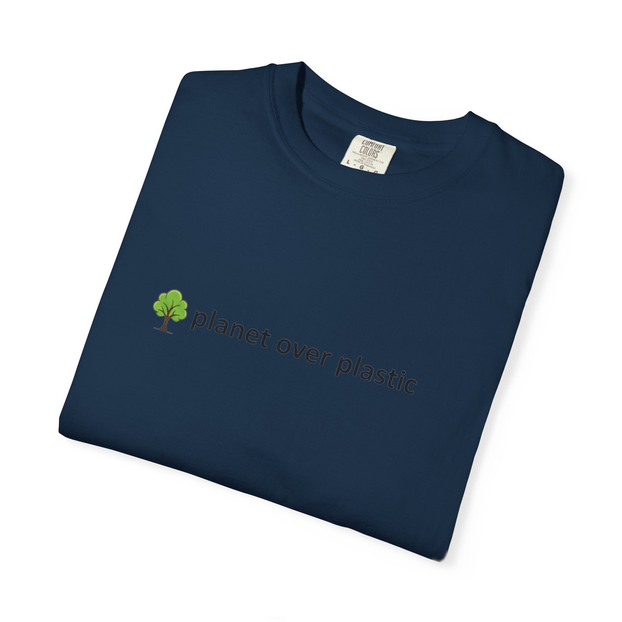 planet over plastic T-shirt | environmental tree slogan tee