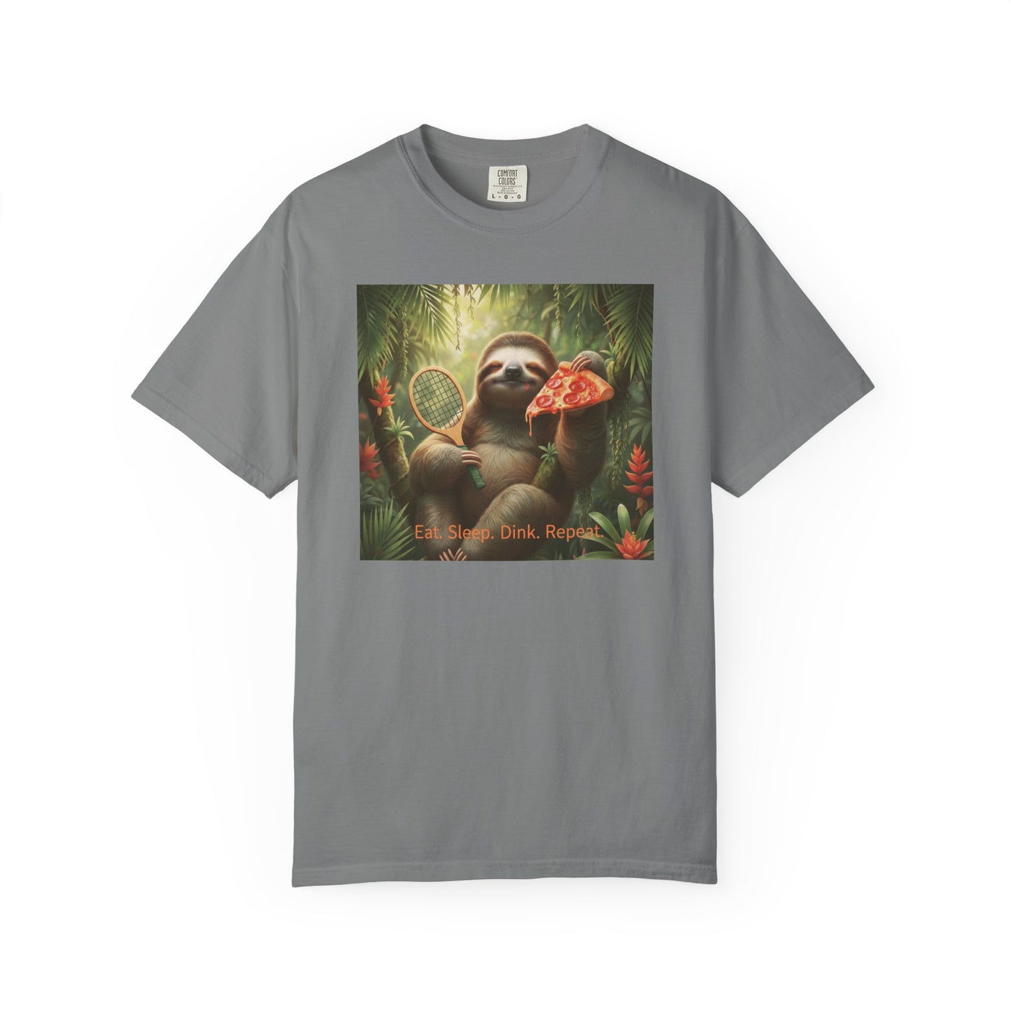 Sloth with Pizza and Pickleball Racket T-shirt | Eat Sleep Drink Repeat
