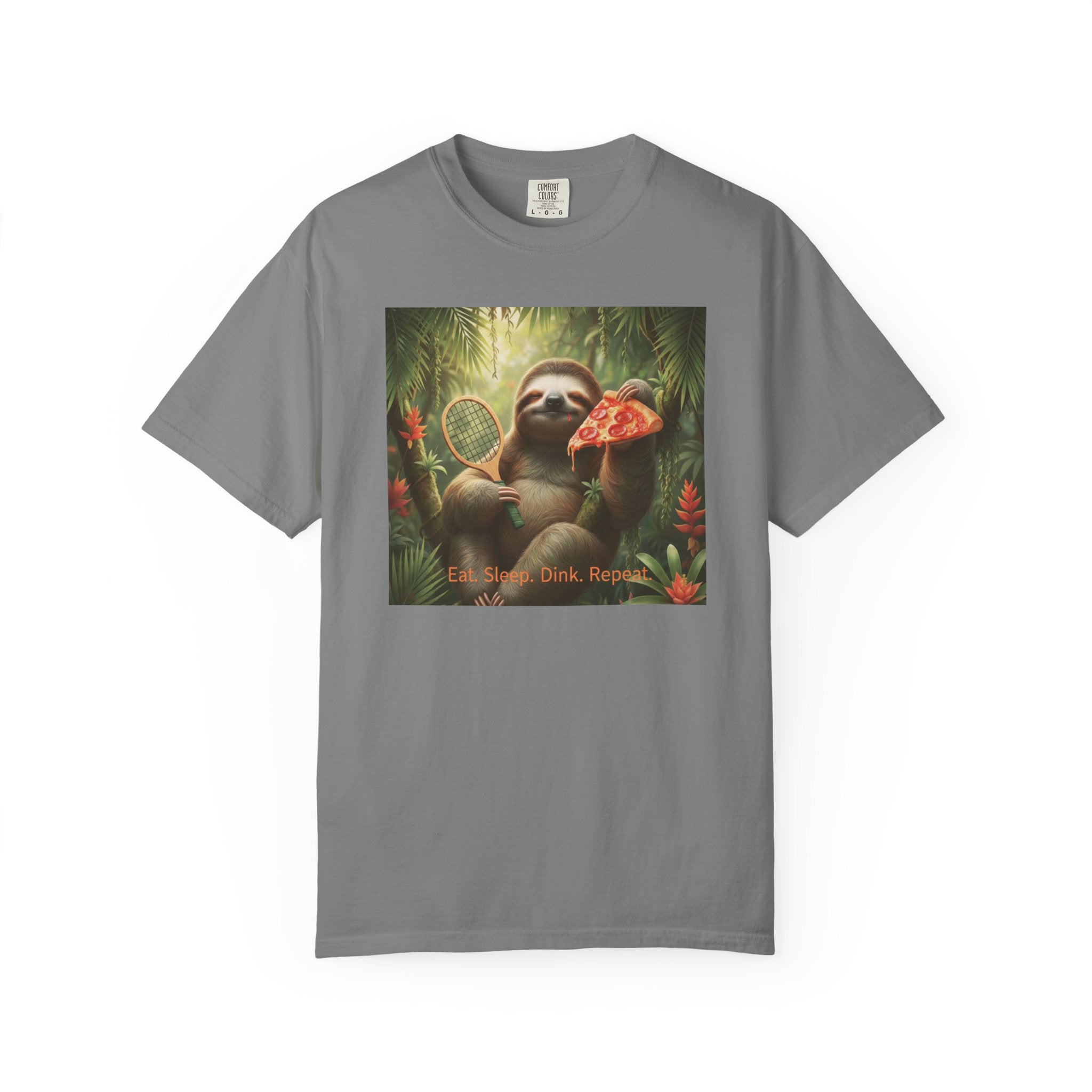 Sloth with Pizza and Pickleball Racket T-shirt | Eat Sleep Drink Repeat