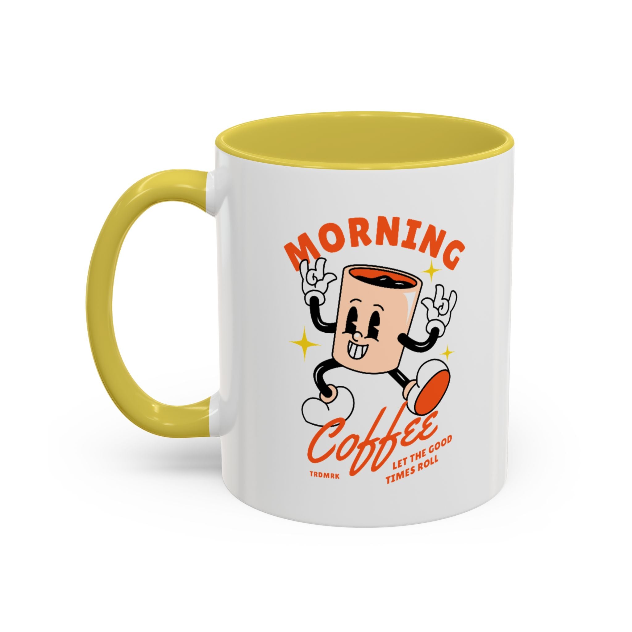 Morning Coffee Mug | Retro Cartoon Coffee Cup, Colorful Ceramic