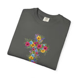Floral Cross T-shirt | Colorful Flower Cross Tee, Christian Faith Shirt