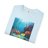 Clownfish Reef Scene T-shirt | Underwater Coral Ocean Illustration