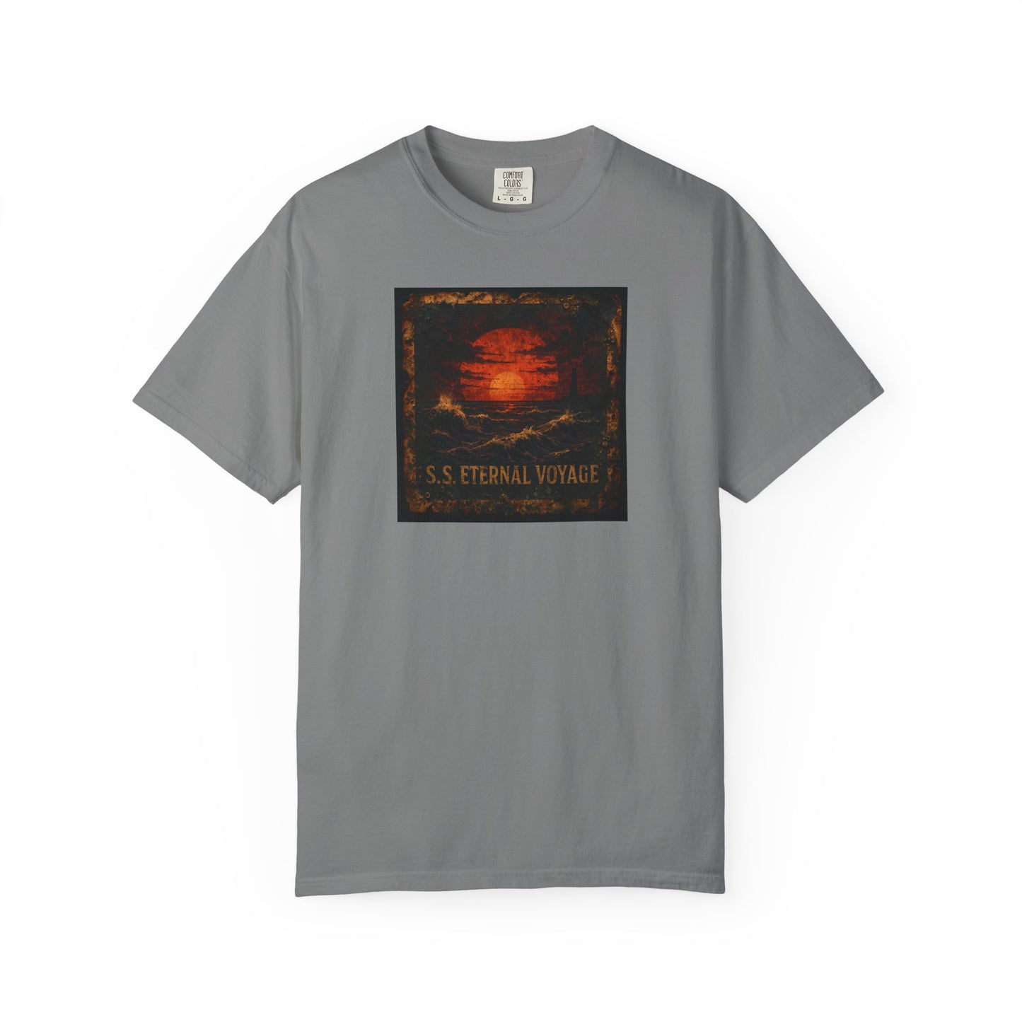 Eternal Voyage Sunset Illustration T-Shirt | Vintage Ocean Scene