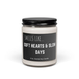Soft Hearts Slow Days Scented Soy Candle, 9oz Natural Wax (Gift for Partner)