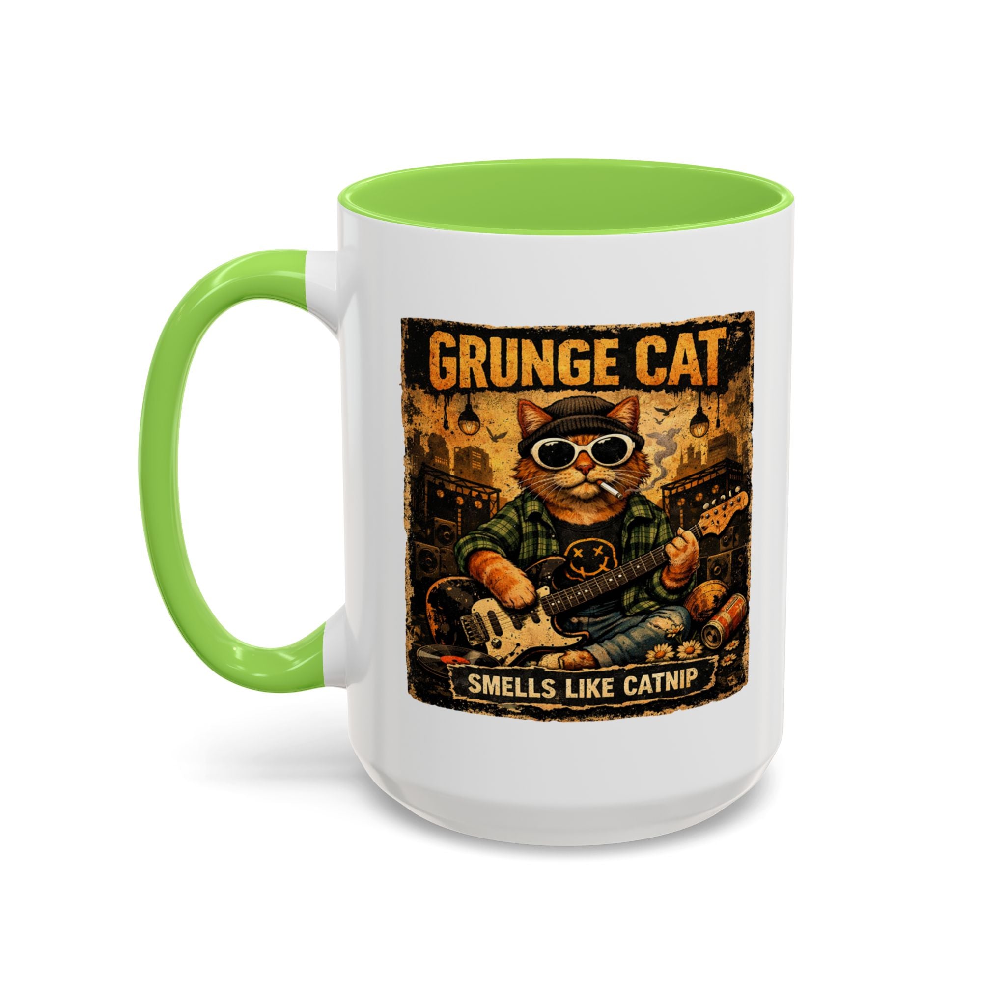Grunge Cat Smells Like Catnip Mug | Ceramic Coffee Cup