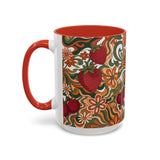 Vintage Cherry Strawberry Pattern Accent Mug | 11oz 15oz