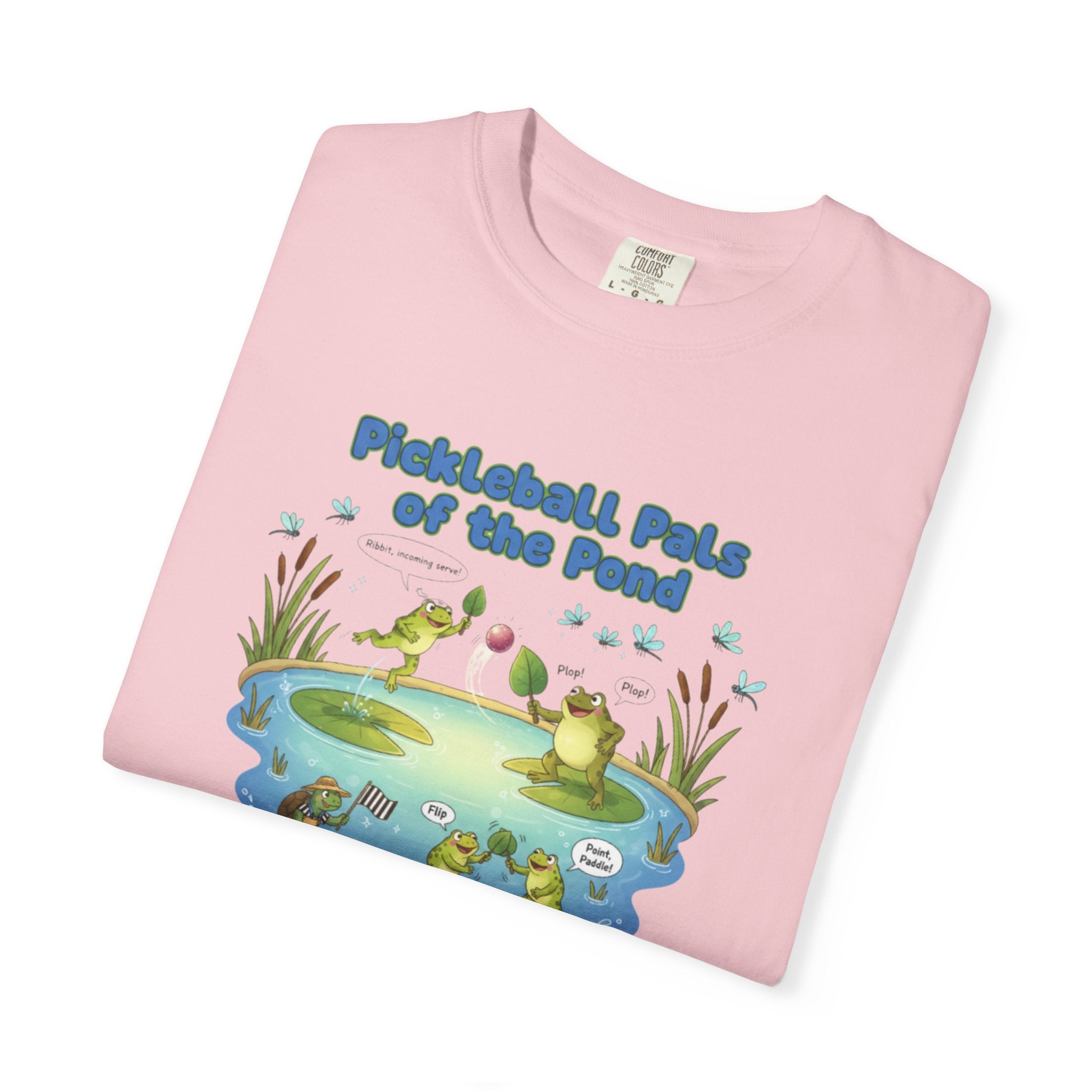 Pickleball Pals of the Pond T-Shirt | Cute Frog Pond Illustration