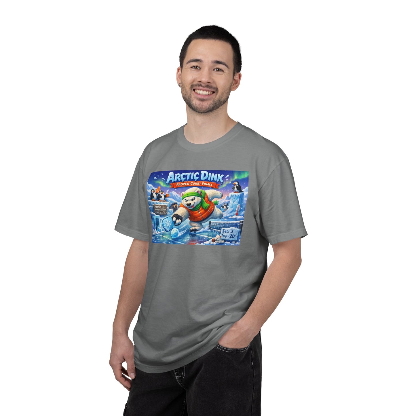Arctic Dink Polar Bear Pickleball T-Shirt | Retro Game Art