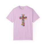 Floral Cross T-shirt | Colorful Flower Cross Tee, Christian Faith Shirt