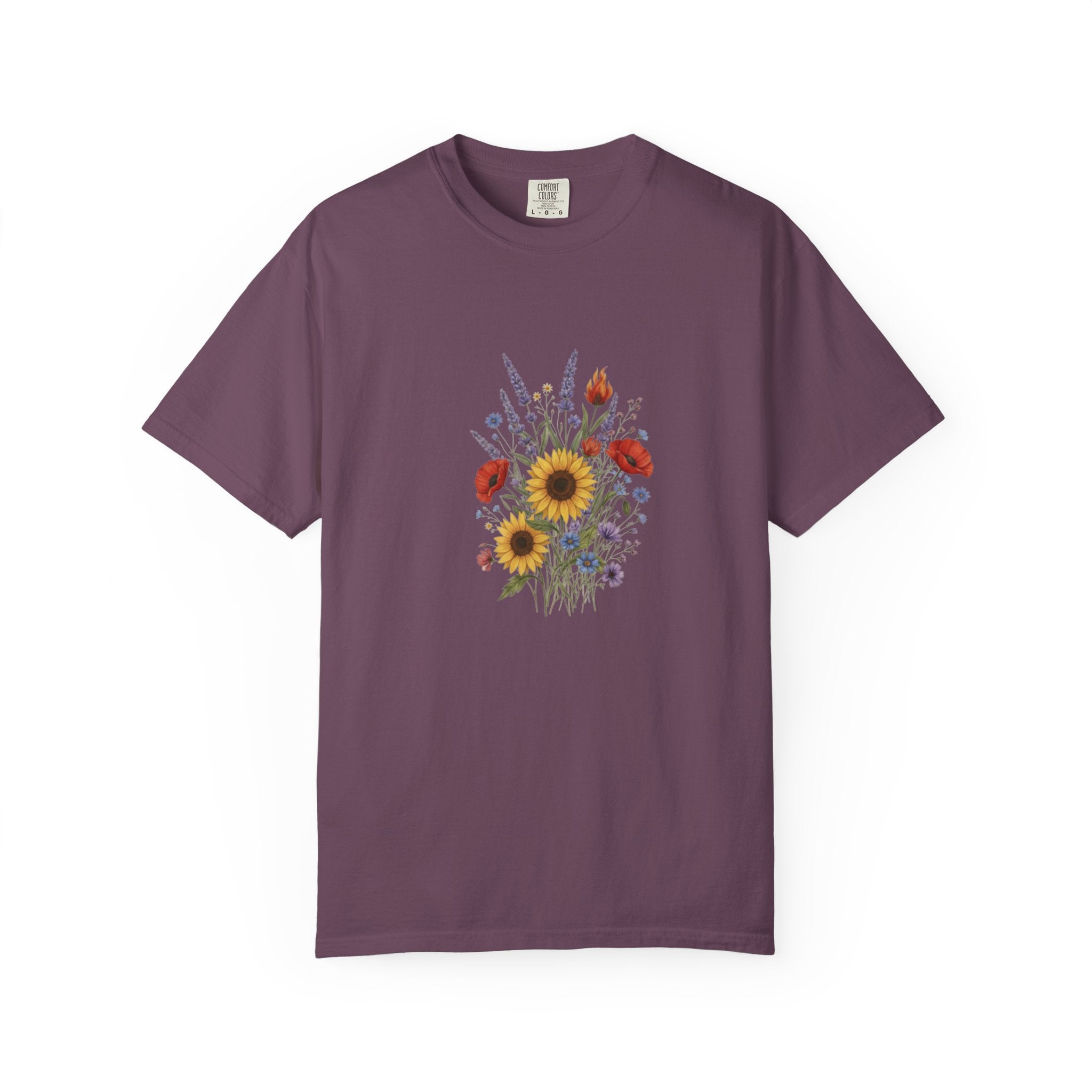 Sunflower and Wildflower Bouquet T-Shirt | Floral Botanical Garden Tee