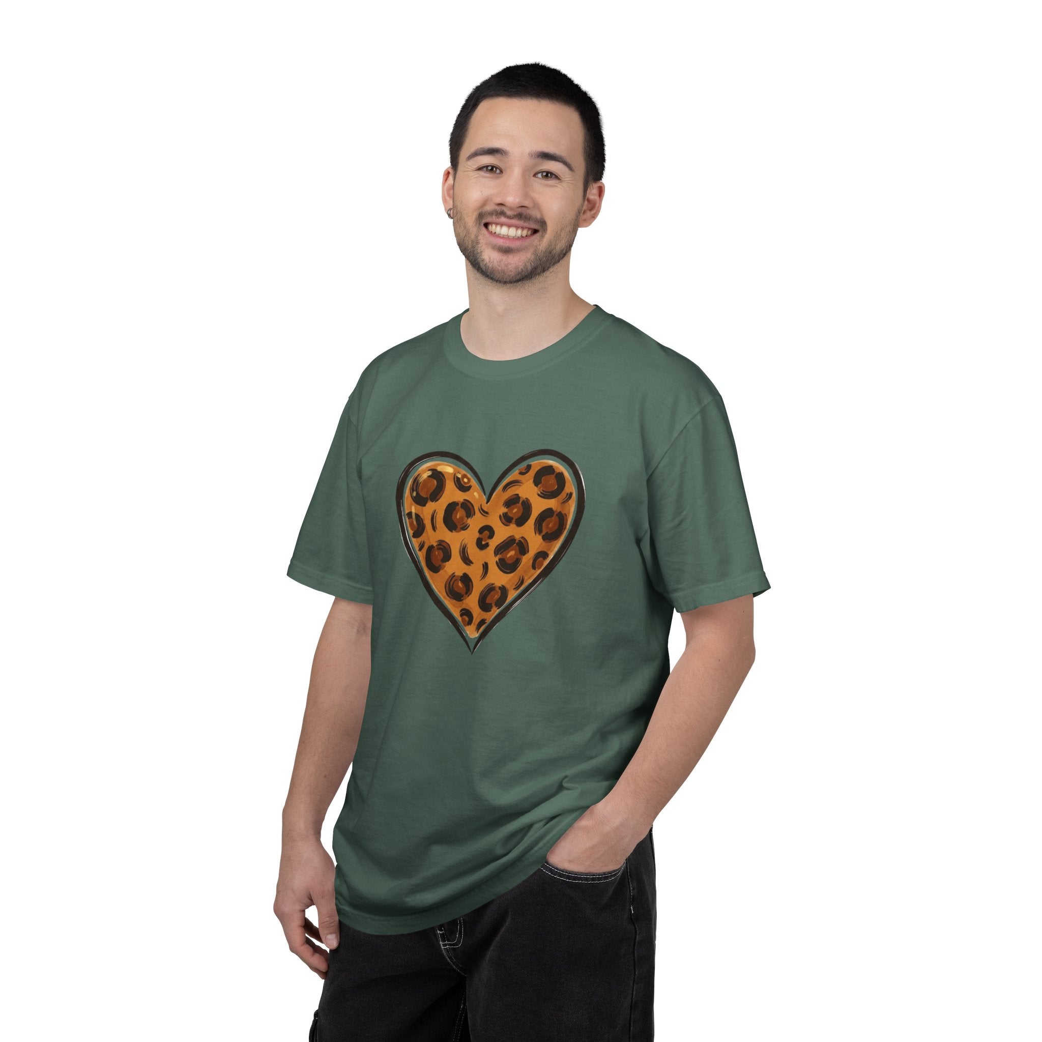 Leopard Print Heart T-shirt | Animal Print Heart Tee