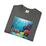 Clownfish Reef Scene T-shirt | Underwater Coral Ocean Illustration