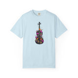 Floral Violin T-shirt | Botanical Music Instrument Tee