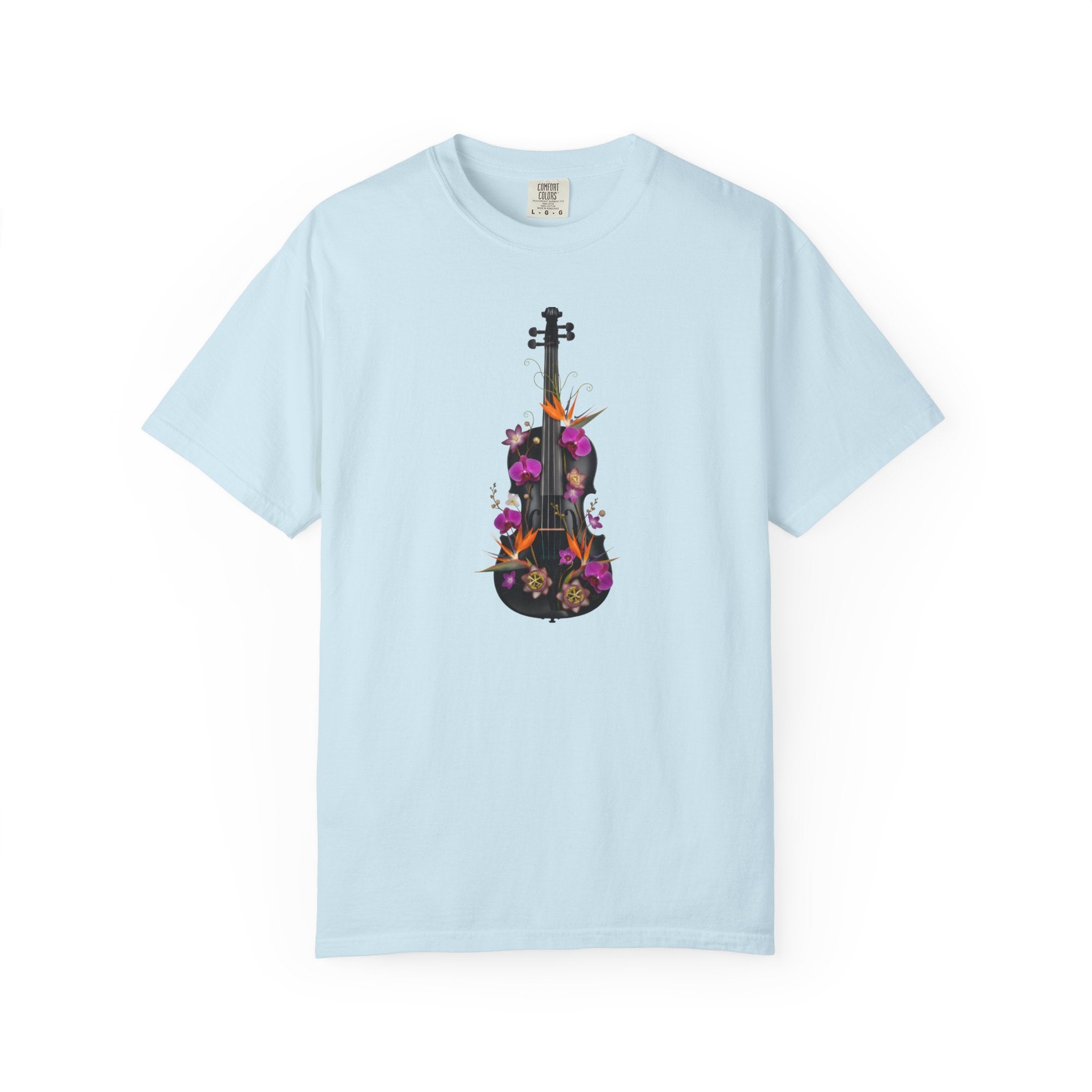 Floral Violin T-shirt | Botanical Music Instrument Tee