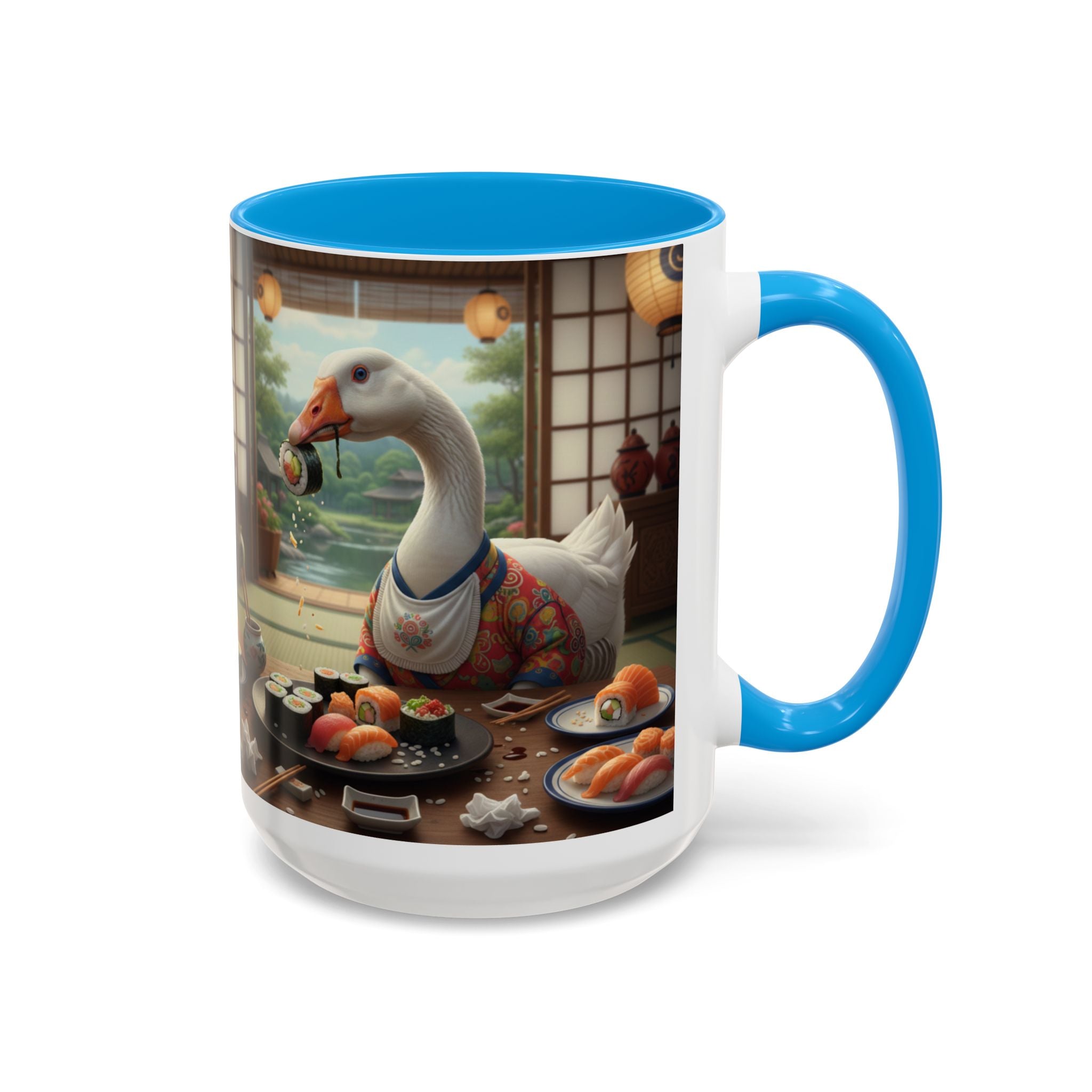 Goose with Sushi Mug | Japanese Tea Room Illustration