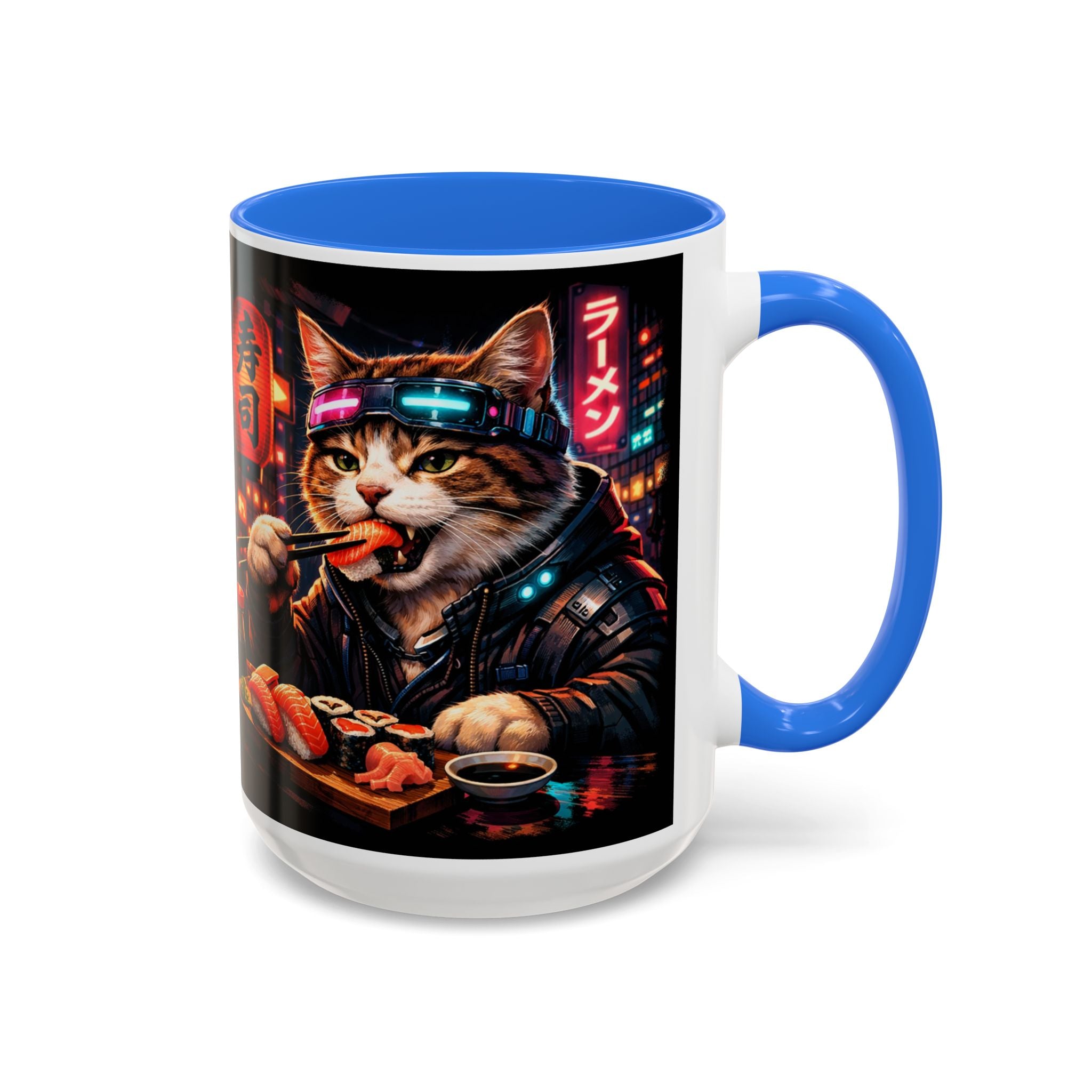 Cyberpunk Sushi Cat Mug | 11oz 15oz Ceramic Coffee Cup