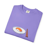 Salmon Nigiri Sushi plate with chopsticks T-shirt | sushi tee