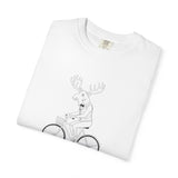 Funny Moose Riding Bike T-shirt | Novelty Animal Cycling Tee