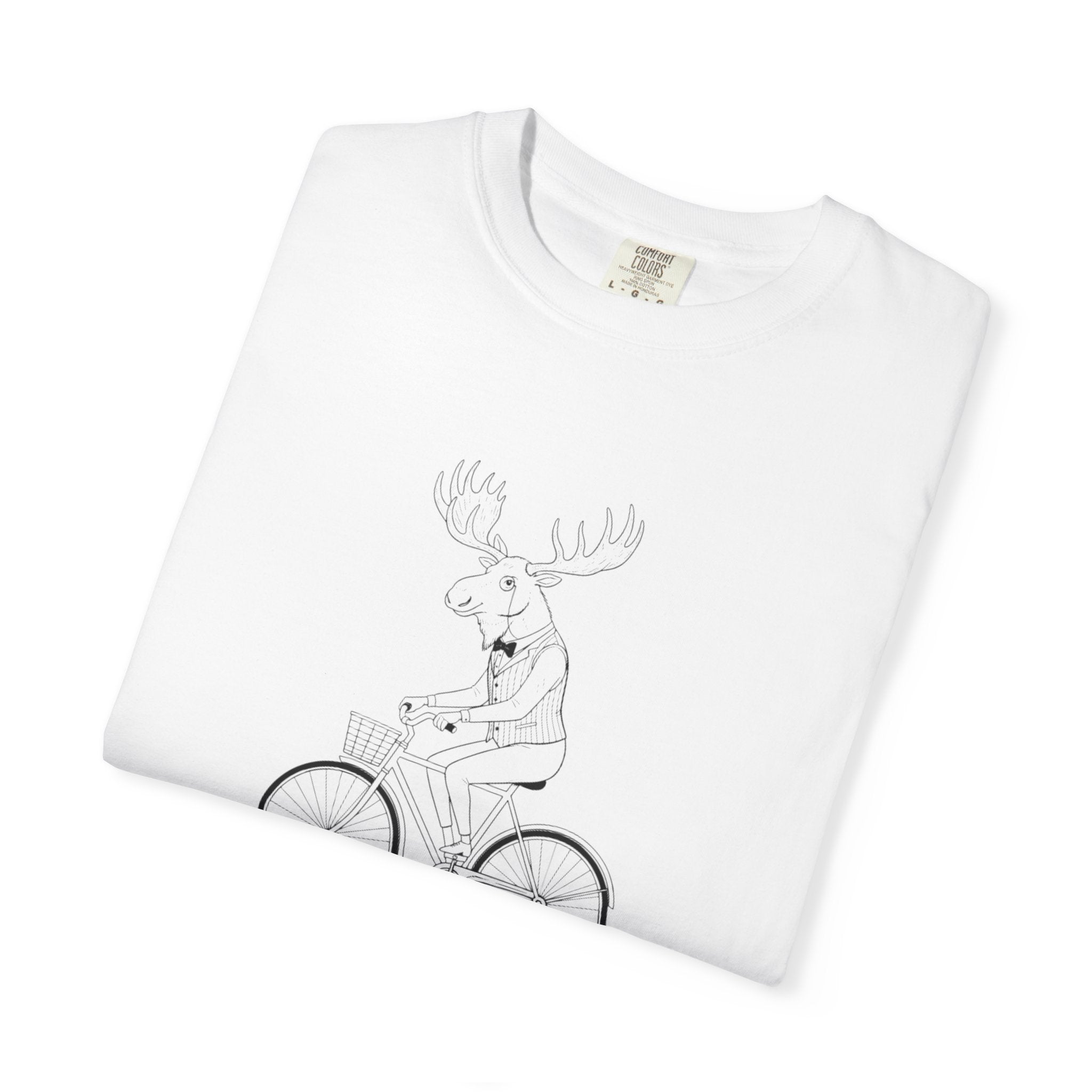 Funny Moose Riding Bike T-shirt | Novelty Animal Cycling Tee