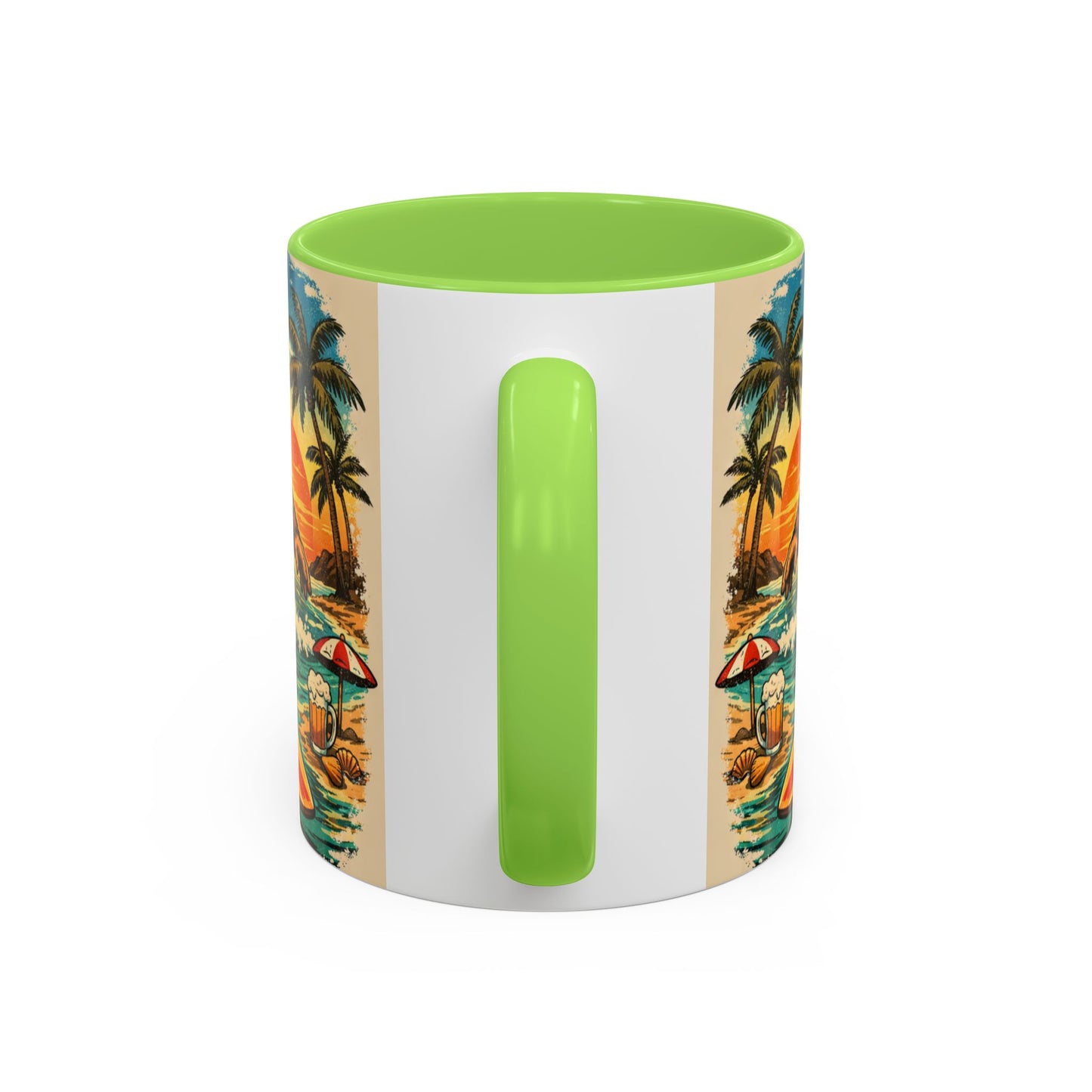 Surfing Bigfoot Mug | Retro Beach Sunset Bigfoot Wave Coffee Cup