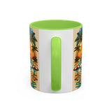 Surfing Bigfoot Mug | Retro Beach Sunset Bigfoot Wave Coffee Cup