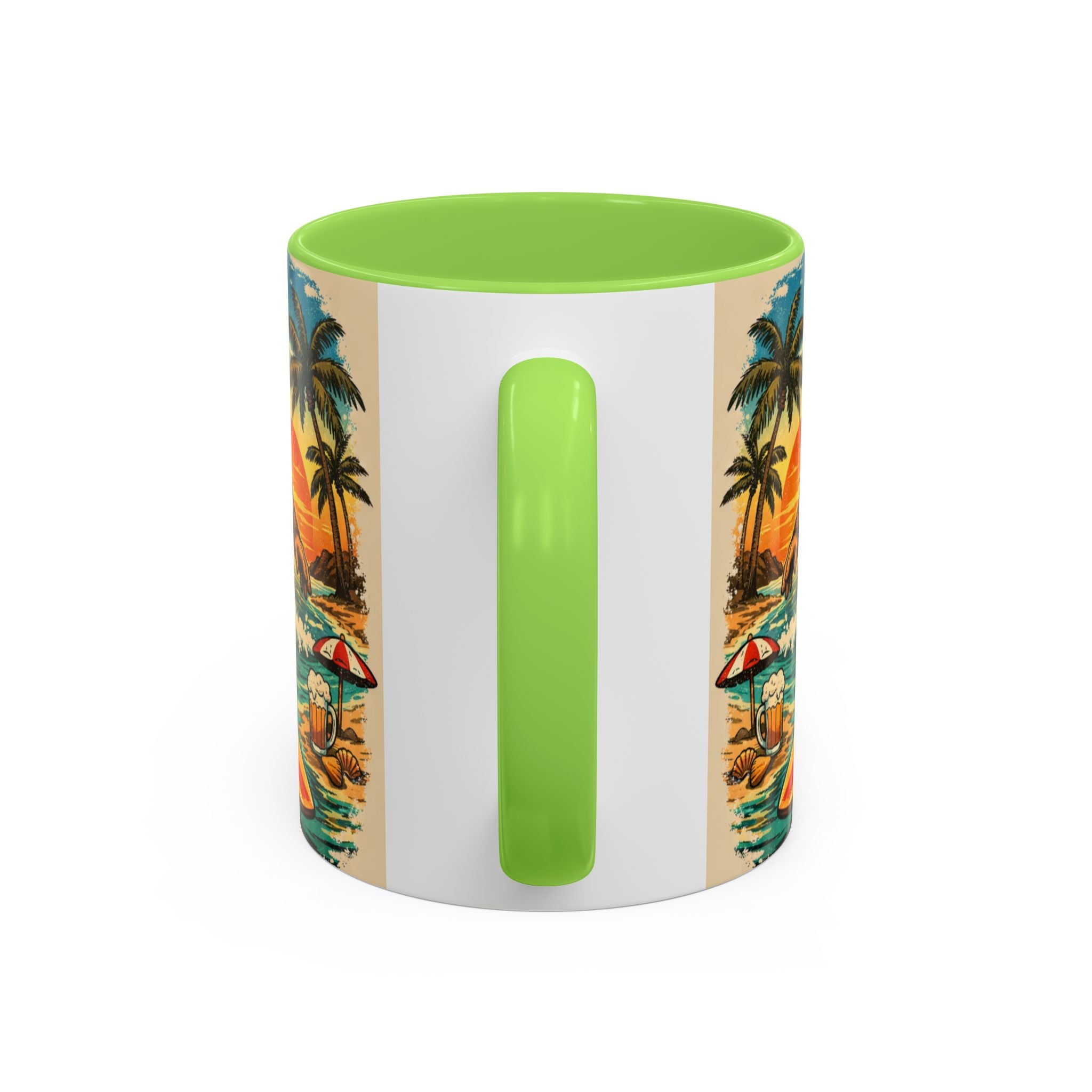 Surfing Bigfoot Mug | Retro Beach Sunset Bigfoot Wave Coffee Cup