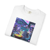 Cyberpunk Cat T-shirt | Neon Magic Potion Street Scene