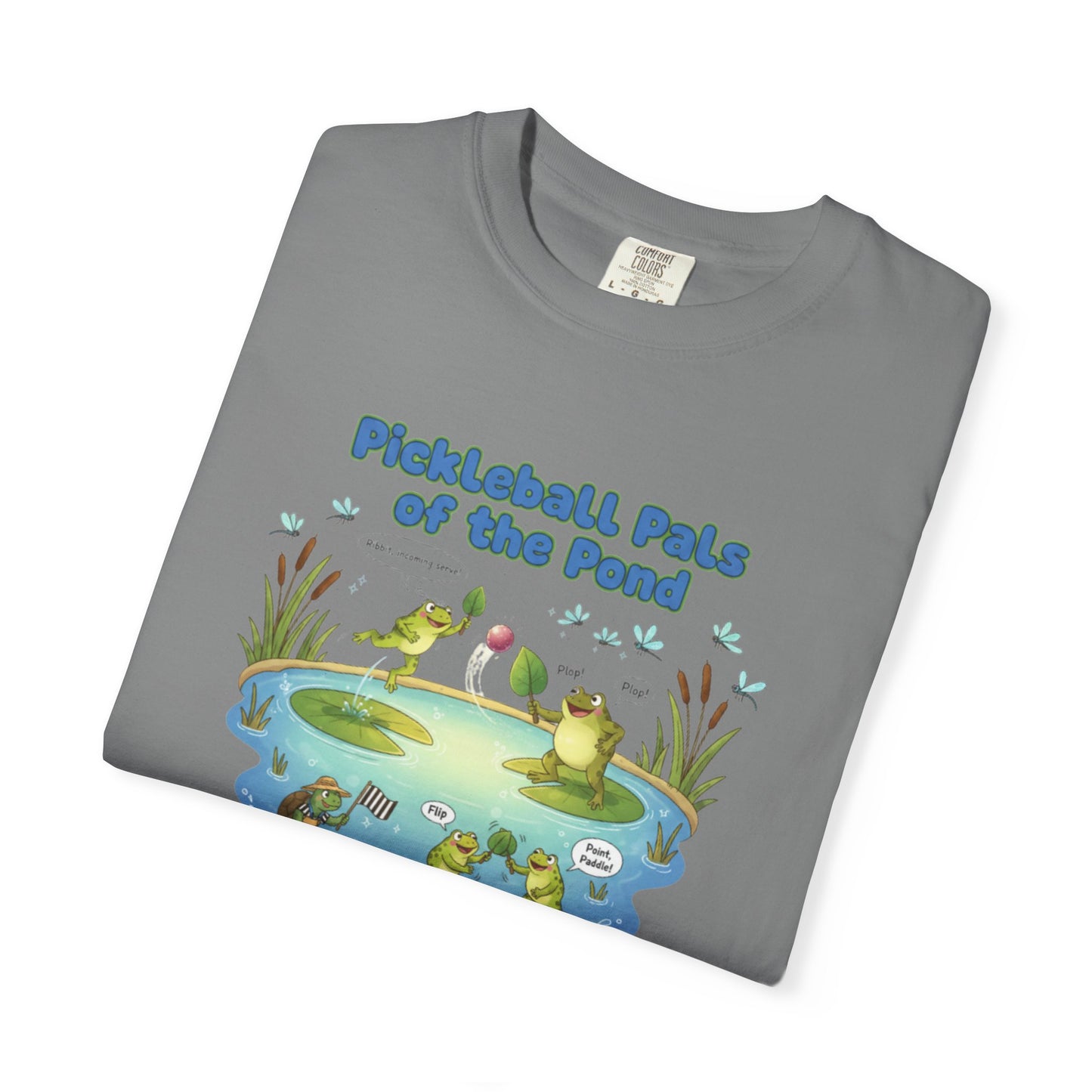Pickleball Pals of the Pond T-Shirt | Cute Frog Pond Illustration