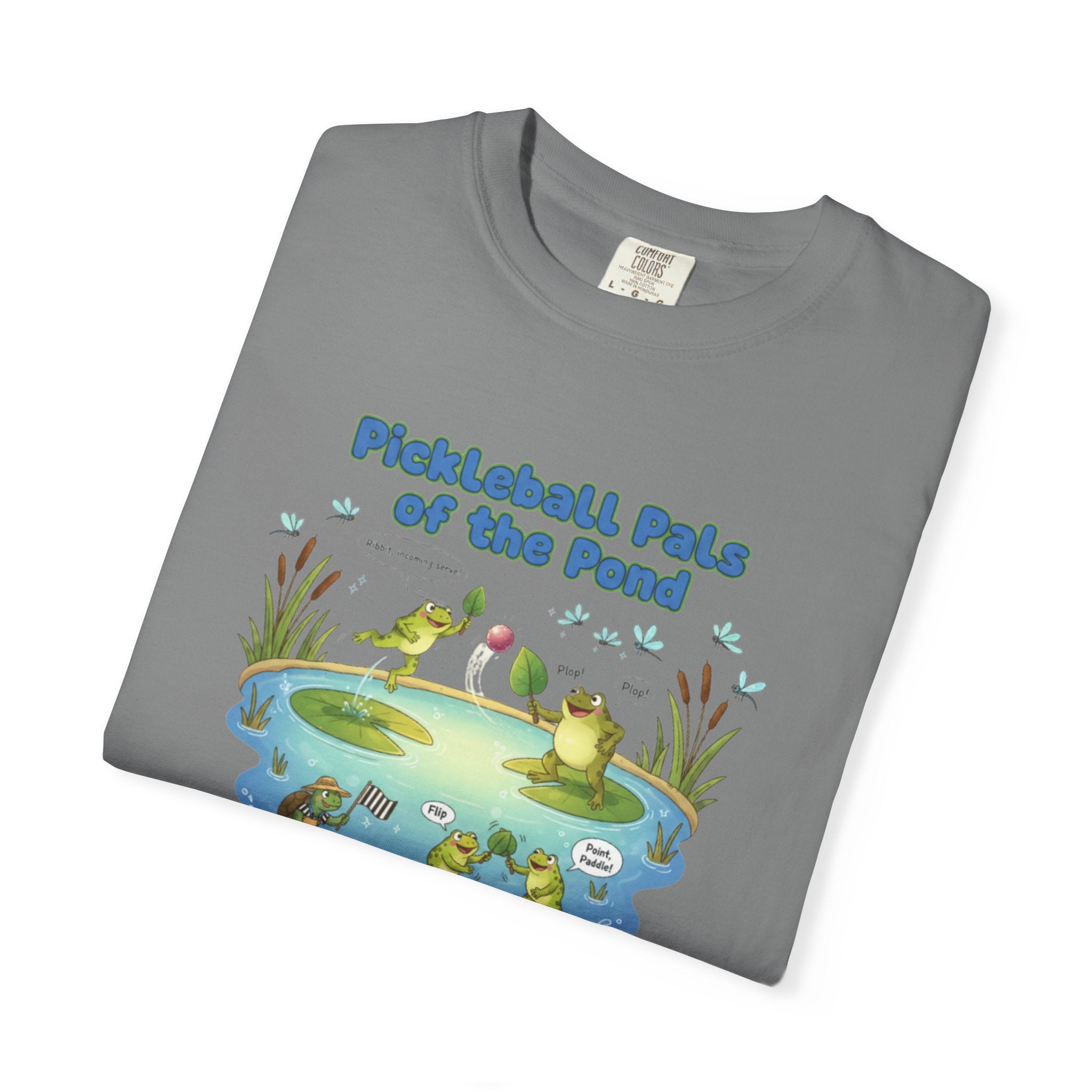 Pickleball Pals of the Pond T-Shirt | Cute Frog Pond Illustration