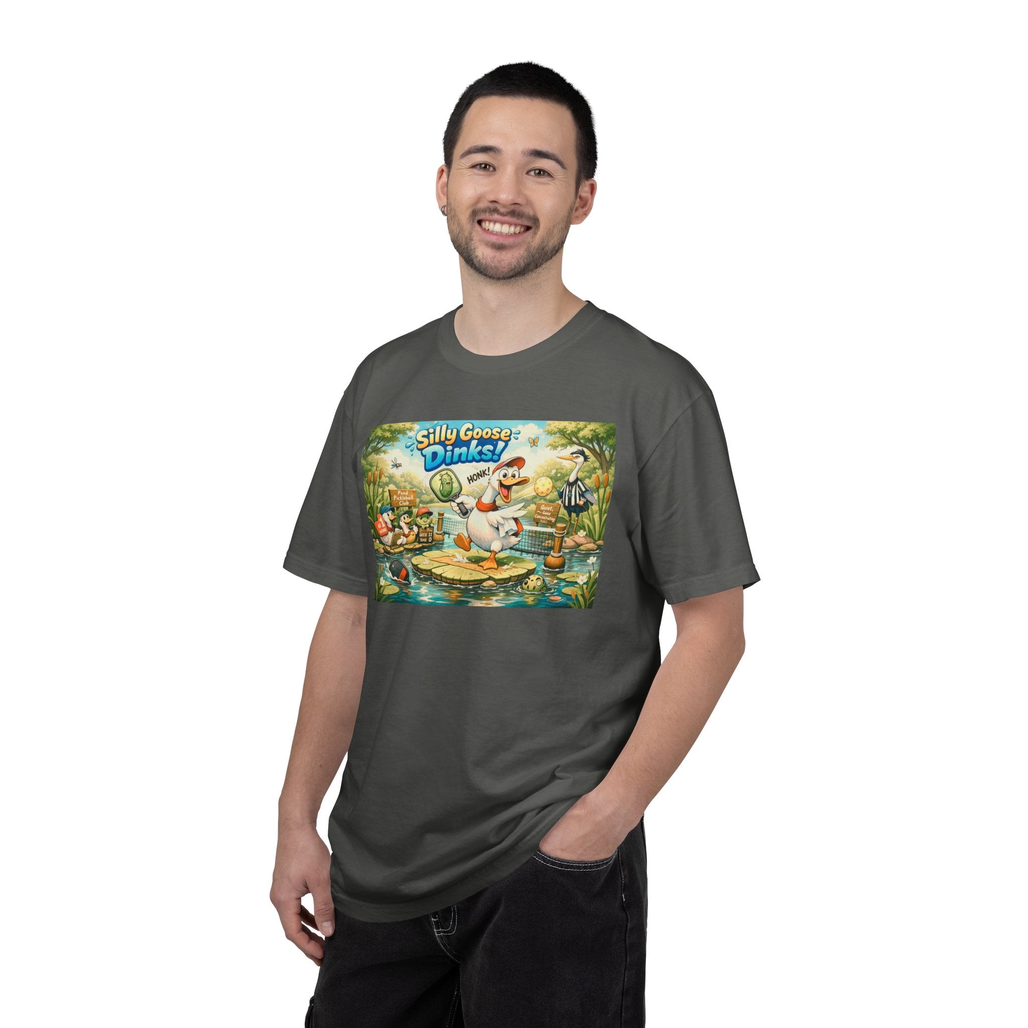 Silly Goose Dinks Cartoon Goose T-Shirt | Vintage Picnic Pond Illustration