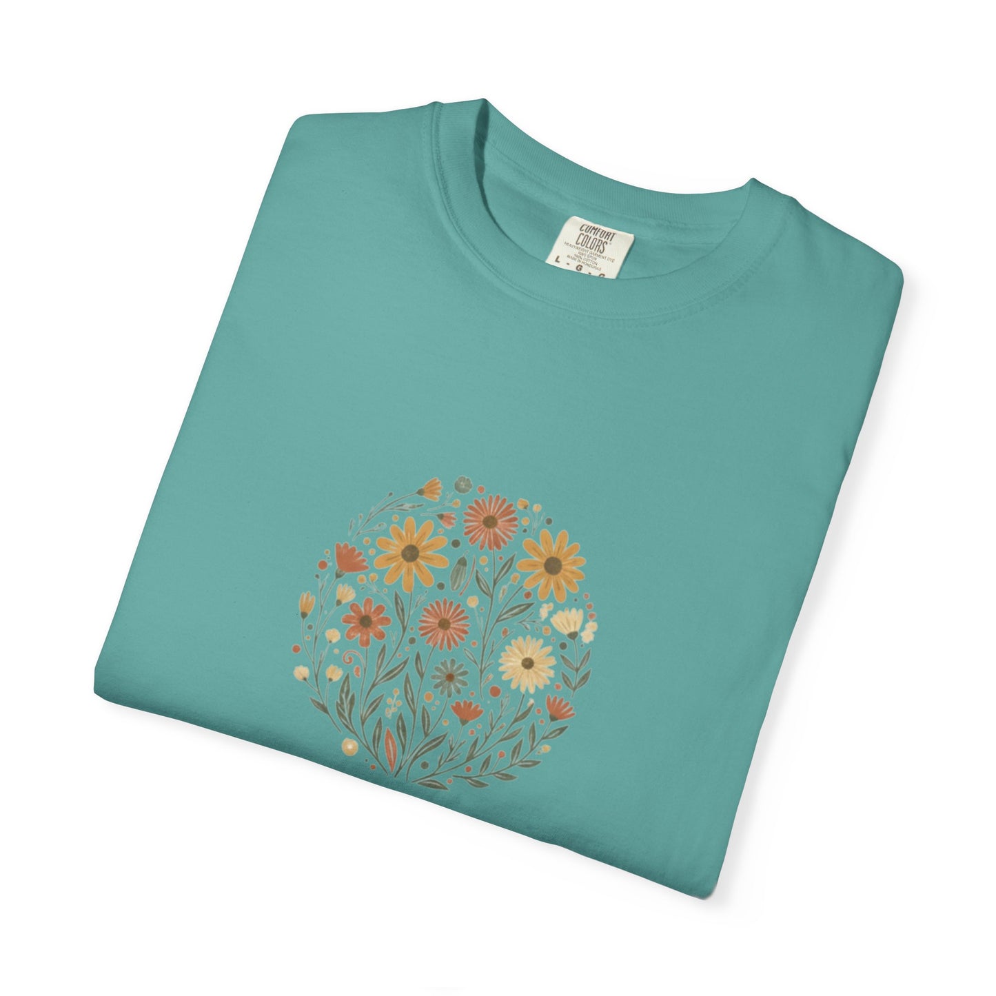 Autumn Wildflower Bouquet T-Shirt | Floral Circle Illustration