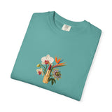 Tropical Floral Bouquet T-Shirt | Bird of Paradise, Orchid, Sunflower